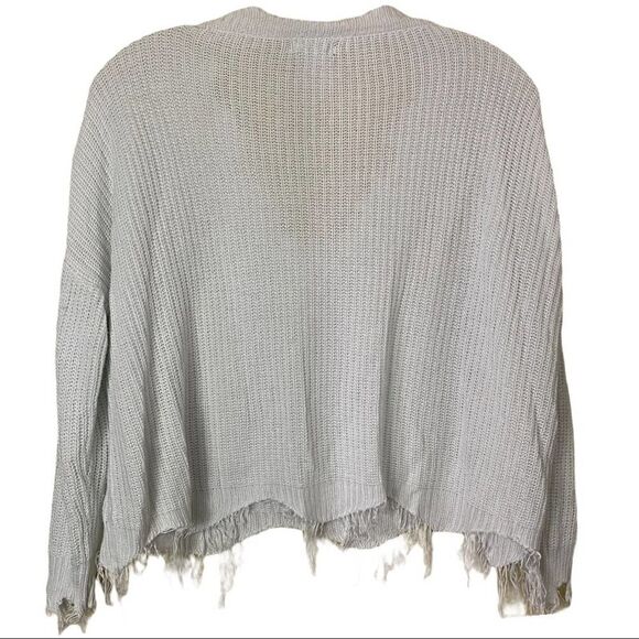 Main Strip Loose Fit V-Neck Fringe Crop Sweater Size Small - Picture 2 of 5